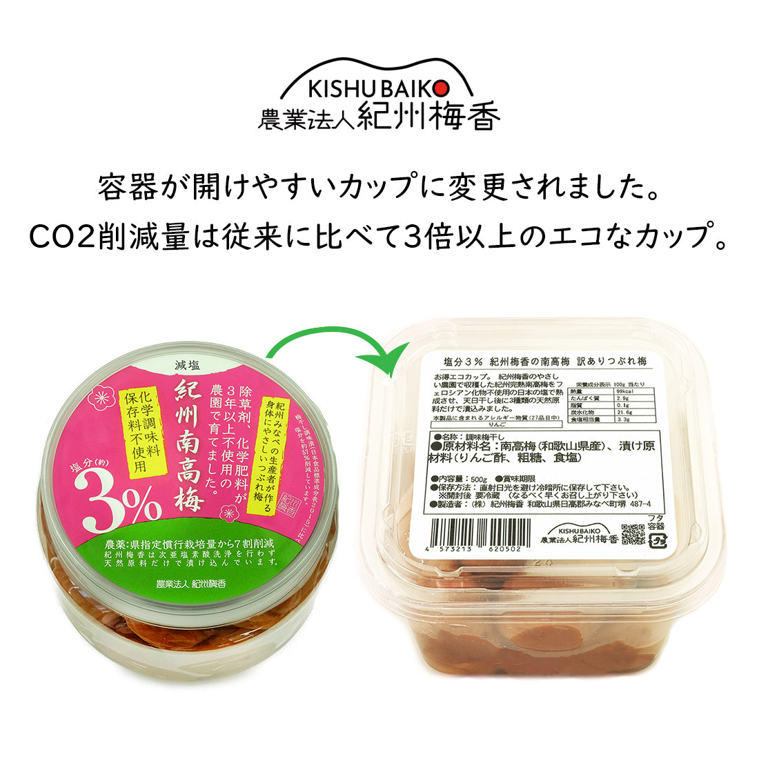 紀州梅香「むてんか食堂」 塩分３％の美味しい梅干し